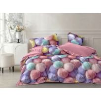 Pachet economic lenjerie pat dublu Finet 6 piese + 2 perne matlasate 50x70 cm + pilota 200x215 cm primavara toamna Moderna Roz/Mov