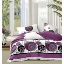 Pachet economic lenjerie pat dublu Finet 6 piese + 2 perne matlasate 50x70 cm + pilota 200x215 cm primavara toamna Moderna Alb/Mov