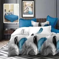 Pachet economic lenjerie pat dublu Finet 6 piese + 2 perne matlasate 50x70 cm + pilota 200x215 cm primavara toamna (TINA V2)