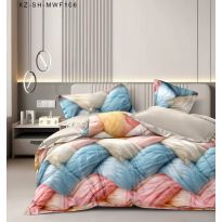 Pachet economic lenjerie pat dublu Finet 6 piese cu husa la saltea + 2 perne matlasate 50x70 cm + pilota 200x215 cm primavara toamna Moderna Roz/Bej