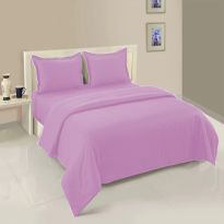 Lenjerie cu elastic la cearsaf pat Damasc Policoton dunga 1 cm, pentru saltea 140x200 cm, cearsaf pilota 160x220 cm, 2 fete perna 50x70 cm Lila
