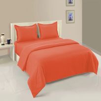 Lenjerie cu elastic la cearsaf pat Damasc Policoton dunga 1 cm, pentru saltea 180x200 cm, cearsaf pilota 200x230 cm, 2 fete perna 50x70 cm Rosu Corai