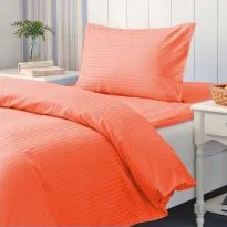 Lenjerie cu elastic la cearsaf pat Damasc Policoton dunga 1 cm, pentru saltea 90 sau 100x200 cm, cearsaf pilota 140x220 cm, fata perna 50x70 cm Rosu Corai