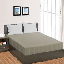 Cearsaf de pat cu elastic Damasc Policoton dunga 1 cm, 210x250 cm pentru saltea 160x200 cm, Bej Cappuccino