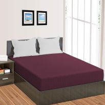 Cearsaf de pat cu elastic Damasc Policoton dunga 1 cm, 210x250 cm pentru saltea 160x200 cm, Rosu Visiniu