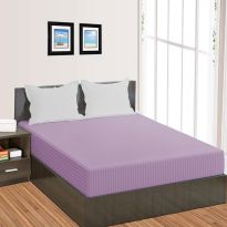 Cearsaf de pat cu elastic Damasc Policoton dunga 1 cm, 230x250 cm pentru saltea 180x200 cm, Lila