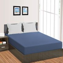 Cearsaf de pat cu elastic Damasc Policoton dunga 1 cm, 230x250 cm pentru saltea 180x200 cm, Bleu