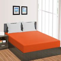 Cearsaf de pat cu elastic Damasc Policoton dunga 1 cm, 230x250 cm pentru saltea 180x200 cm, Rosu Corai