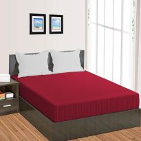 Cearsaf de pat cu elastic Damasc Policoton dunga 1 cm, 230x250 cm pentru saltea 180x200 cm, Rosu Persan
