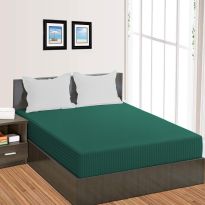 Cearsaf de pat cu elastic Damasc Policoton dunga 1 cm, 230x250 cm pentru saltea 180x200 cm, Verde