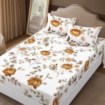 Set husă pat Finet Elegance + 2 fețe perne pentru saltea de 160x200 cm, Flori, HF2FP109