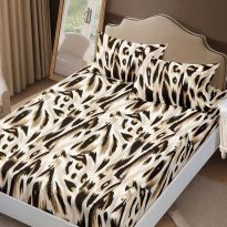 Set husă pat Finet Elegance + 2 fețe perne pentru saltea de 160x200 cm, Imprimeu animal print, HF2FP112