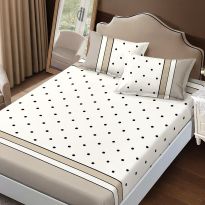 Set husă pat Finet Elegance + 2 fețe perne pentru saltea de 160x200 cm, Buline, HF2FP113