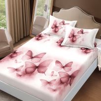 Set husă pat Finet Elegance + 2 fețe perne pentru saltea de 160x200 cm, Fluturi, HF2FP120