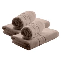 Set 4 prosoape baie 2 de corp 70x140 cm si 2 de fata 50x90 cm Bumbac 100% Greek Border 500 grame/mp, Bej