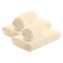 Set 4 prosoape baie 2 de corp 70x140 cm si 2 de fata 50x90 cm Bumbac 100% Greek Border 500 grame/mp, Crem