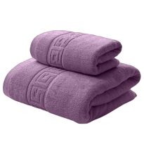  Set 2 prosoape baie corp 70x140 cm si fata 50x90 cm Bumbac 100%, Greek Border 500 grame/mp, Mov Opera