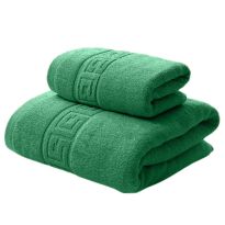 Set 2 prosoape baie corp 70x140 cm si fata 50x90 cm Bumbac 100%, Greek Border 500 grame/mp, Verde Deschis