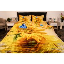 Lenjerie de pat dublu 4 piese 220 x 230 cm Digital Print 3D, Galben Floarea Soarelui Pucioasa 