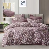 Lenjerie pat dublu Economy 4 piese, cearsaf pat 230x250 cm si pilota 200x230 cm, 2 fete perne 50x70, Eleganta Mov ECN40