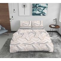Lenjerie pat dublu Bumbac 100% Ranforce 4 piese extra large, cearsaf pat 240x260 cm, pilota 200x220 cm, 2 fete perne 50x70 cm, Bej Gri ALC4