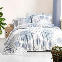 Lenjerie pat dublu Bumbac 100% Ranforce 4 piese extra large, cearsaf pat 240x260 cm, pilota 200x220 cm, 2 fete perne 50x70 cm, Albastru / Alb RNF_33
