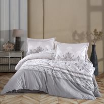 Lenjerie pat dublu Bumbac 100% Ranforce 4 piese extra large, cearsaf pat 240x260 cm, pilota 200x220 cm, 2 fete perne 50x70 cm, Gri VINTA