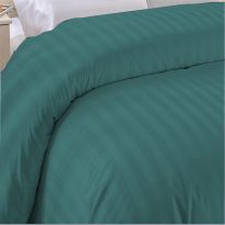 Cearsaf de pilota 1 persoana Damasc Bumbac 100% tip Hotel cu dunga 1 cm, 140x220 cm, Verde Petrol