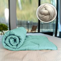 Pilota matlasata lana iarna cu fata damasc bumbac 100% linear 200x220 cm, Verde Mint