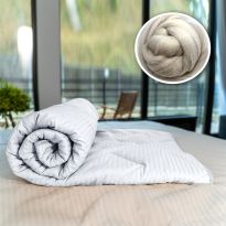 Pilota matlasata lana damasc 100% naturala – de iarna 180x210 cm, Alb