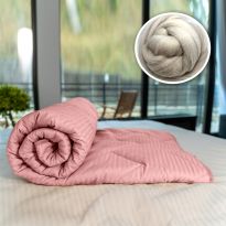 Pilota matlasata lana iarna cu fata damasc bumbac 100% linear 180x210 cm, Roz Pudra