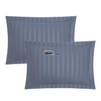 Set 2 Fete de perna 50x70 cm Damasc Bumbac 100% dunga 1 cm si tiv cu bordura 3,5 cm, Gri Antracit