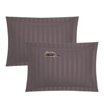Set 2 Fete de perna 50x70 cm Damasc Bumbac 100% dunga 1 cm si tiv cu bordura 3,5 cm, Maro