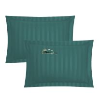 Set 2 Fete de perna 50x70 cm Damasc Bumbac 100% dunga 1 cm si tiv cu bordura 3,5 cm, Verde Petrol
