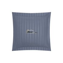 Fata de perna Damasc Bumbac 100% dunga 1 cm, 40 x 40 cm si tiv cu bordura 3,5 cm, Gri Antracit