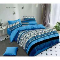 Lenjerie de pat dublu bumbac Finet 6 piese 220 x 240 cm, pilota 200x220 cm, 2 fete perna 50x70 si 70x70 cm, Albastru Deschis, Pucioasa 