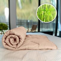 Pilota matlasata bambus iarna cu fata damasc bumbac 100% linear 200x220 cm, Bej Cappuccino