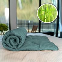 Pilota matlasata bambus iarna cu fata damasc bumbac 100% linear 200x220 cm, Verde Petrol