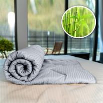 Pilota matlasata bambus iarna cu fata damasc bumbac 100% linear 160x210 cm, Gri Deschis