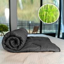 Pilota matlasata bambus iarna cu fata damasc bumbac 100% linear 180x210 cm, Negru