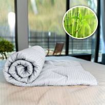 Pilota matlasata bambus iarna cu fata damasc bumbac 100% linear 140x210 cm, Alb