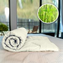 Pilota matlasata bambus iarna cu fata damasc bumbac 100% linear 140x210 cm, Crem