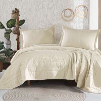 Cuvertura matlasata pat dublu, 240x260 cm si 2 Fete perne 50x70 cm, Clasy Roz AVOLA V6