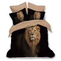 Lenjerie de pat dublu bumbac Finet 3D 6 piese 220 x 240 cm, Leu, Bej, Pucioasa FN3D6