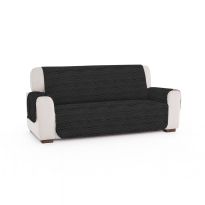 Husa canapea 3 locuri tip cuvertura matlasata 190x177 cm cu laterale, reversibila, Negru