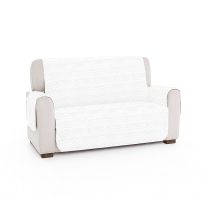 Husă canapea 2 locuri tip cuvertură matlasată 130x205 cm cu laterale, reversibilă, Alb
