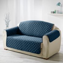 Husa canapea tip cuvertura matlasata 2 locuri 130x205 cm cu laterale, reversibila, Albastru