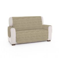 Husă canapea 2 locuri tip cuvertură matlasată 130x205 cm cu laterale, reversibilă, Bej