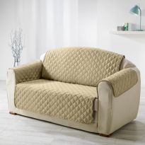 Husa canapea 2 locuri tip cuvertura matlasata 130x205 cm cu laterale, reversibila, Cappuccino
