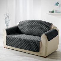 Husa canapea 2 locuri tip cuvertura matlasata 130x205 cm cu laterale, reversibila, Gri Antracit
